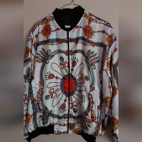 Colorful Patterned Bomber Jacket - Picture 1 of 3